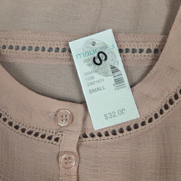 NWT Maurices Blouse Womens Size Small Sheer Long Sleeve Button Down Blush Color - Picture 14 of 16